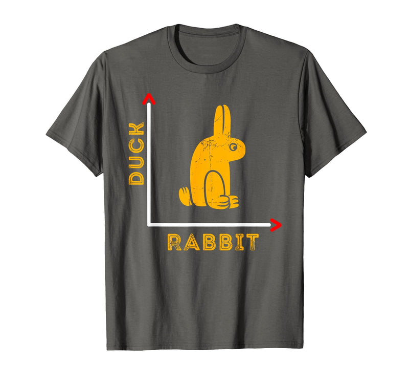 Wittgensteins Rabbit Duck Illusion Physics Nerd Math Geek T-Shirt in Asphalt Grey