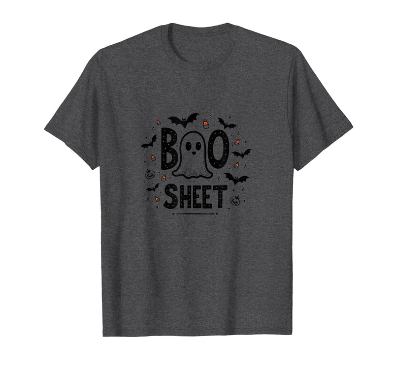 Mademark Halloween Humorous Boo Sheet Ghost Face Pun T-Shirt - Dark Heather Grey