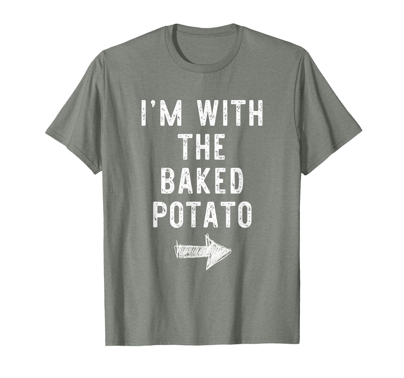 Im With The Baked Potato Halloween Costume I’m with The Baked Potato Funny Halloween Couple Costume T-Shirt - Olive Heather