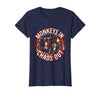 Mademark Monkeys In. Chaos Out. Punk Metal Circus Design T-Shirt - Women - Navy Blue