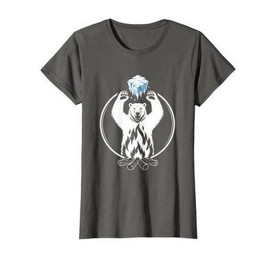 Polar Bear Throws Ice Into Fire Funny Design T-Shirt
