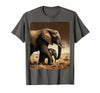 Mademark Mama and Baby Elephant Walk Together T-Shirt - Men - Asphalt Grey