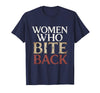 Mademark Women Who Bite Back Bold Shark Graphic Design T-Shirt - Navy Blue