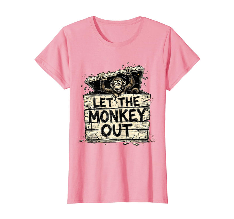 Mademark Let the Monkey Out Wild Primate Graphic Design T-Shirt - Women - Pink