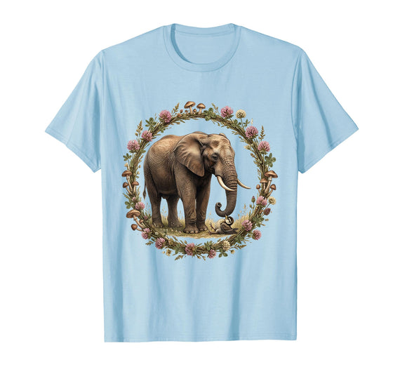 Mademark Be Kind Elephant Nudging Baby Bird Illustration T-Shirt - Baby Blue