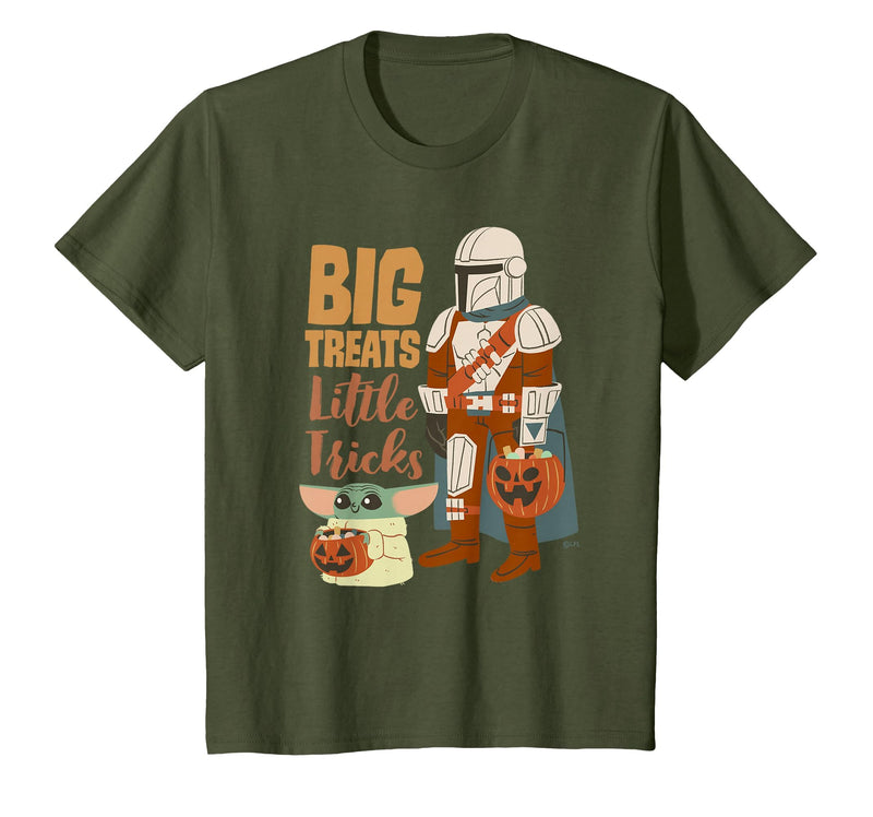 Star Wars Grogu The Mandalorian Halloween Big Treats T-Shirt - Olive Green