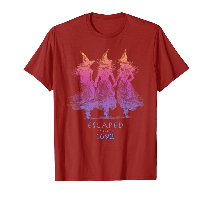 Escaped Since 1692 Halloween Escaped Since 1692 Funny Witch Halloween Design T-Shirt - Cranberry Red