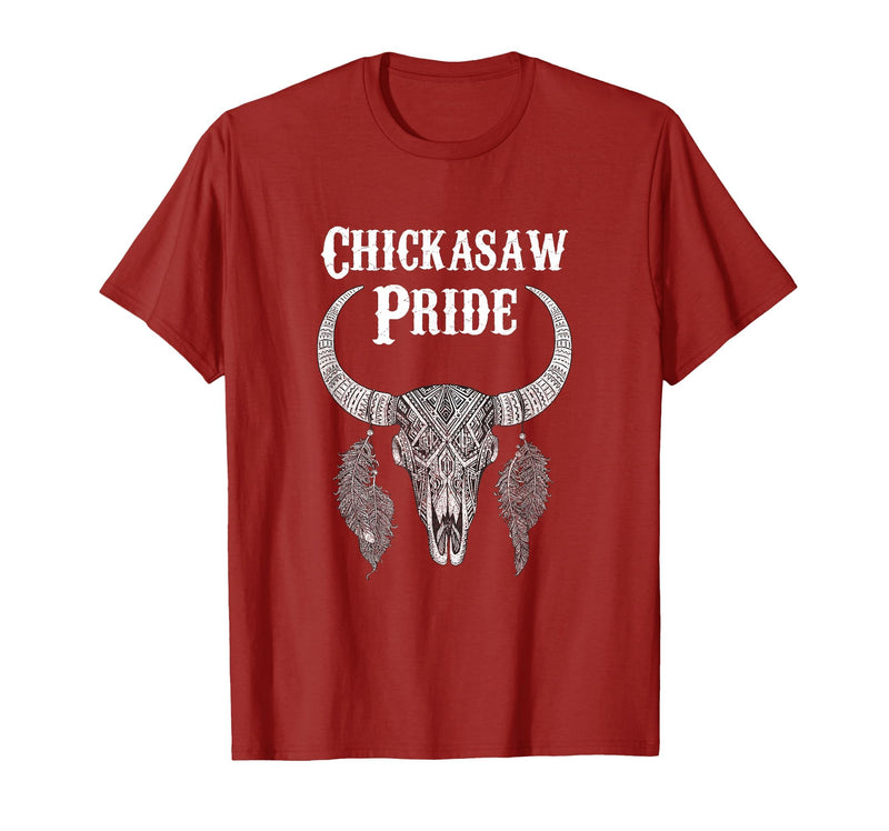 Chickasaw Pride Native American Nice Gifts Chickasaw Pride Tribe Native American Indian Buffalo T-Shirt - Cranberry Red