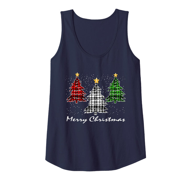 Christmas Trees Lights Buffalo Plaid Tee Gifts Trees Christmas Buffalo Red Plaid Men Women Christmas Tree Tank Top - Navy