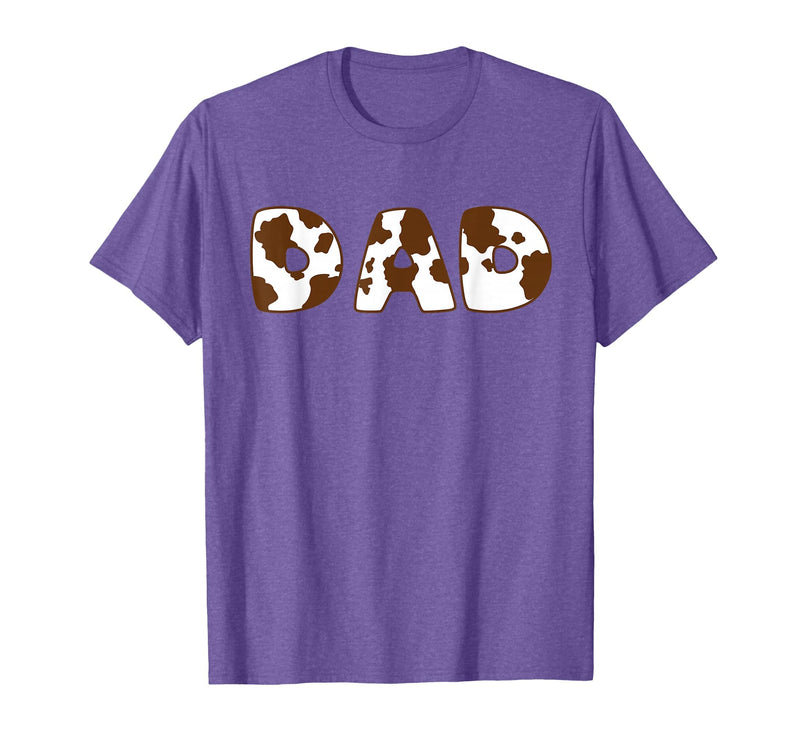 Cow Print For Family Matching Outfits DAD Cow Brown White Animal Print, Cow Pattern Farmer DAD T-Shirt - Purple Heather