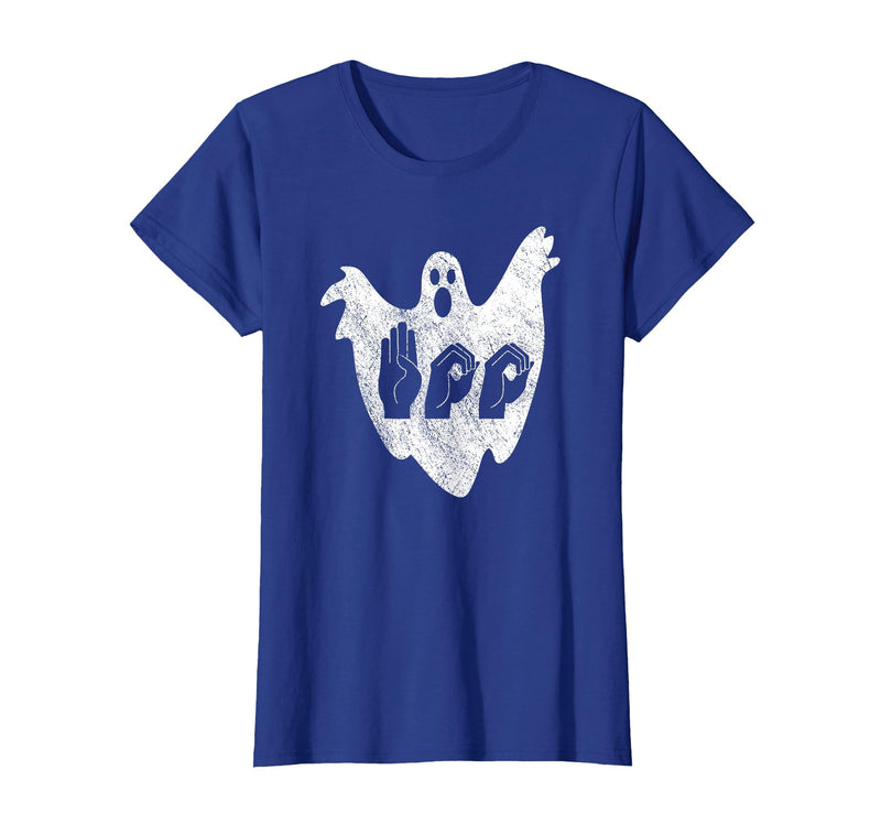 Sign Language Apparel Funny ASL American Sign Language Halloween T-Shirt - Royal Blue