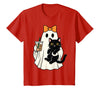 halloween iced coffee costume Cat Women Girls Cute Halloween Cat Ghost Drinking Coffee Ghost Women Girls T-Shirt - Red