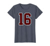 Maroon Number 16 Jersey Player Uniform #16 Gifts Maroon and White Number 16 Jersey Player Uniform #16 Fan T-Shirt - Heather