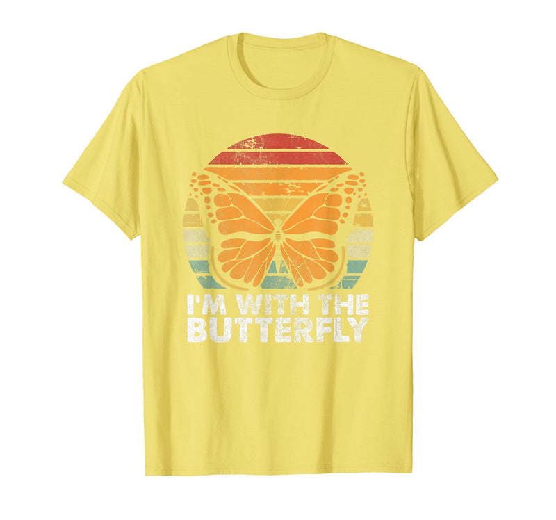Im With Butterfly Halloween Costume Party Gift I'm with Butterfly Halloween Costume Matching Couples Party T-Shirt - Lemon