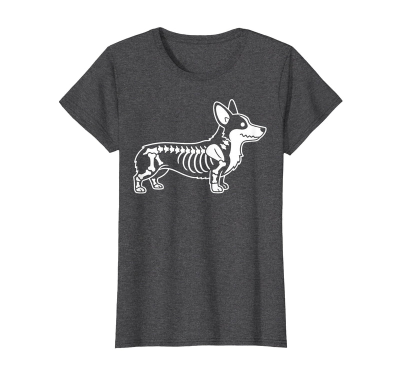 Halloween Corgi Skeleton Spooky Costume Corgi Skeleton Halloween T-Shirt - Dark Heather Grey