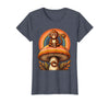 Mademark Monkey Perched on Giant Mushroom Illustration T-Shirt - Women - Heather Blue