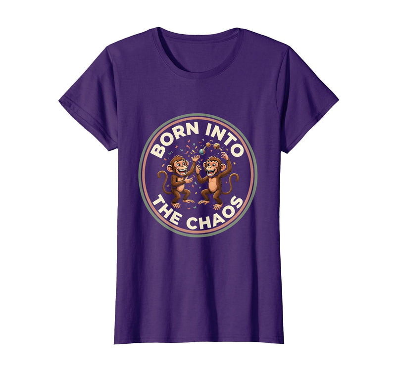 Mademark Born Into The Chaos Circus Monkey Design T-Shirt - Women - Purple