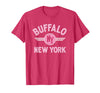 133 Apparel Buffalo NY Buffalo New York Circle NY Pink Print T-Shirt - Red Heather