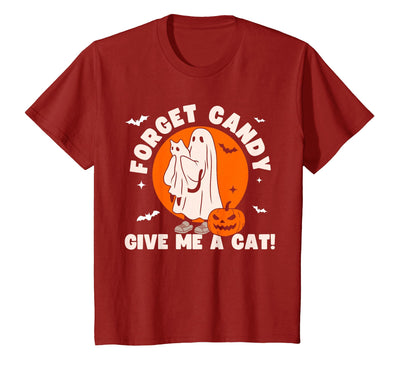 Cute Ghost Black Cat Halloween Shirts Forget Candy Give Me a Cat - Funny Black Cat Ghost Halloween T-Shirt