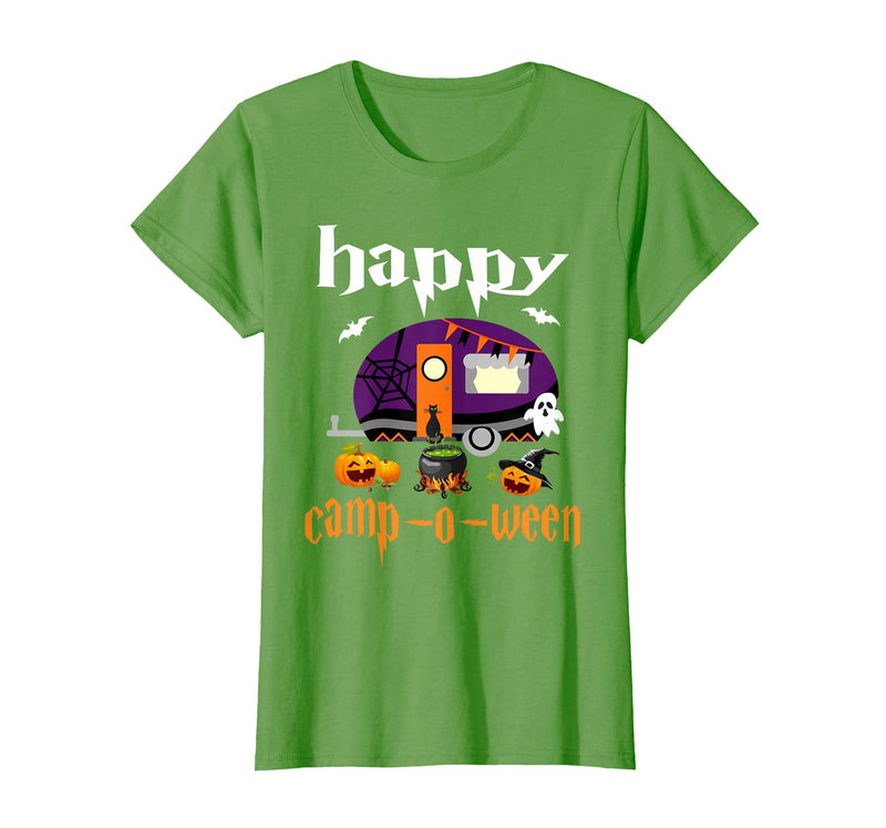 Camping camper Halloween Costume Apparel co Happy Camp-O-Ween Halloween Camping Camper T-Shirt - Grass Green