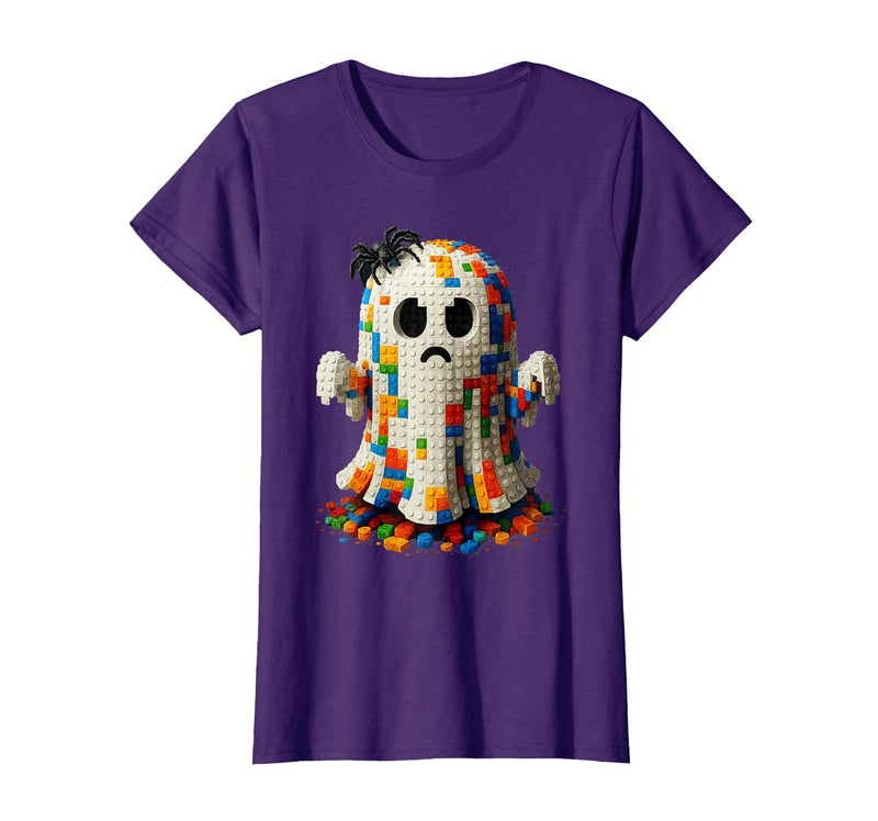 Block Building Halloween Ghost Brick or Treat Boys Halloween Master Builder Ghost Kids Building Blocks Bricks T-Shirt -