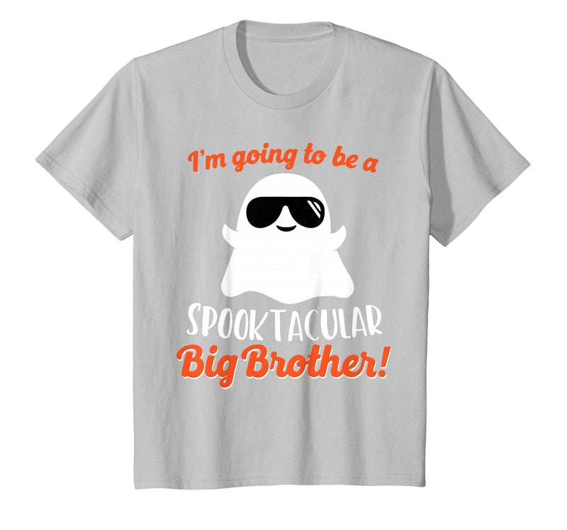 Halloween Pregnancy Announcements by HotW Big Brother Pregnancy Announcement Ghost Funny Boy Halloween T-Shirt - Silver Grey