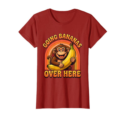 Going Bananas Over Here Funny Monkey Design T-Shirt - Women