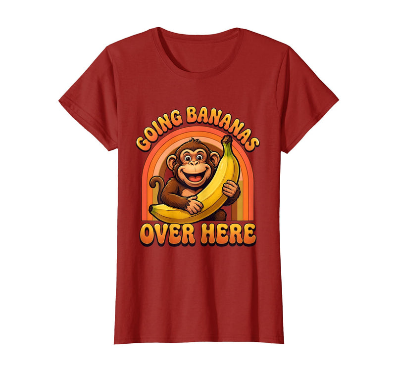 Mademark Going Bananas Over Here Funny Monkey Design T-Shirt - Women - Cranberry Red