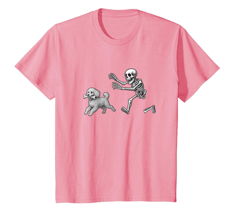 Funny Halloween Dog Lovers Gift Tees Skeleton Dogs Funny Skeleton Chasing Goldendoodle Dog Halloween Dogs Lover T-Shirt -
