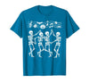 Dancing Skeletons Halloween Party Music Shirts Spooky Skeletons Symphony Halloween Dance Music Men Women T-Shirt - Sapphire