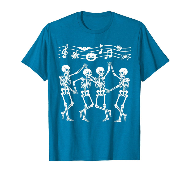 Dancing Skeletons Halloween Party Music Shirts Spooky Skeletons Symphony Halloween Dance Music Men Women T-Shirt - Sapphire