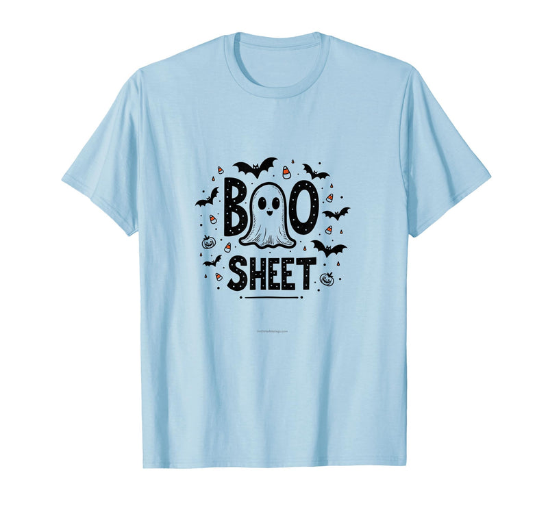 Mademark Halloween Humorous Boo Sheet Ghost Face Pun T-Shirt - Baby Blue