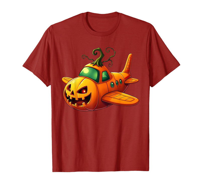 Funny Halloween Airplane Costume for Kid Boy Funny Airplane Pumpkin Pilot Lovers Halloween Mens Boys Kids T-Shirt -