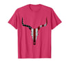 Cow skull USA Flag Bull Skull American Flag Cow Skull Western Graphic Wild West T-Shirt - Red Heather