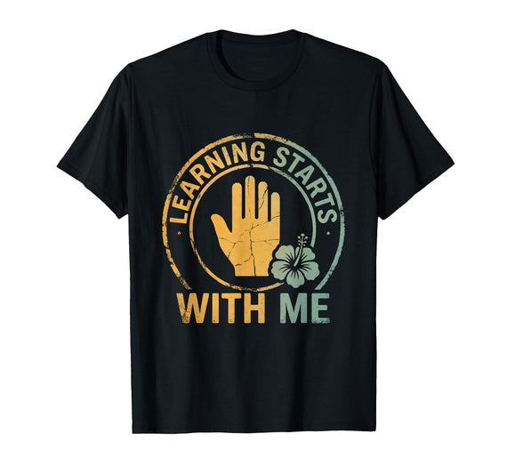 Mademark Learning Starts With Me Paraeducator Design T-Shirt - Black