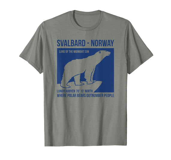 Svalbard T-Shirt Co. Svalbard Norway Polar Bear T Shirt Spitsbergen Longyearbyen T-Shirt - Olive Heather
