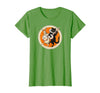 The Persnickety Owl Vintage Halloween Ephemera The Black Cat Magazine Halloween Cat Rabbit and Banjo T-Shirt - Grass Green