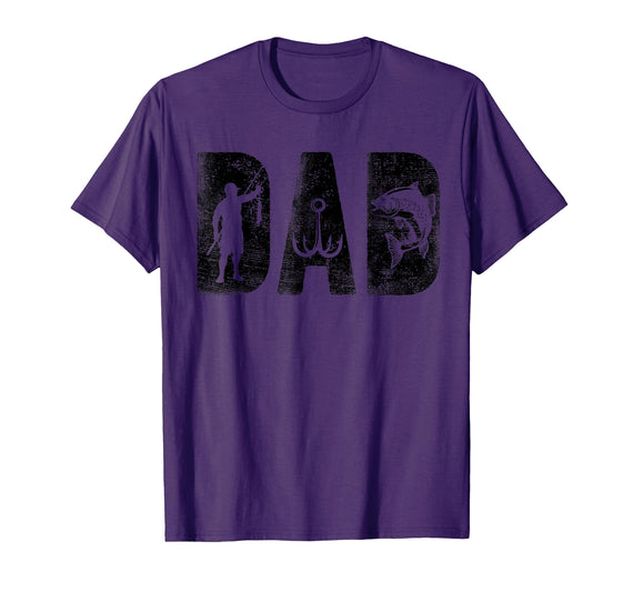 Fishing Gifts for Dad Father's Day Fisherman Fishing Dad Birthday Classic Bold Font Fish Daddy T-Shirt - Purple