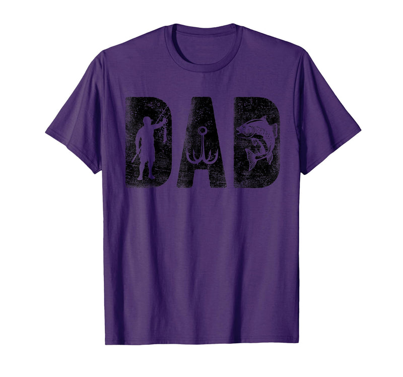 Fishing Gifts for Dad Father's Day Fisherman Fishing Dad Birthday Classic Bold Font Fish Daddy T-Shirt - Purple