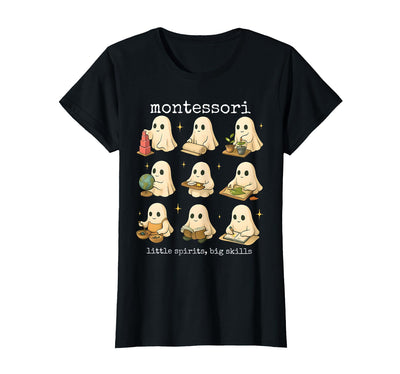 Ghosts Halloween Montessori Teacher Back To School Funny Ghosts Halloween Montessori Teacher Educator Costume T-Shirt