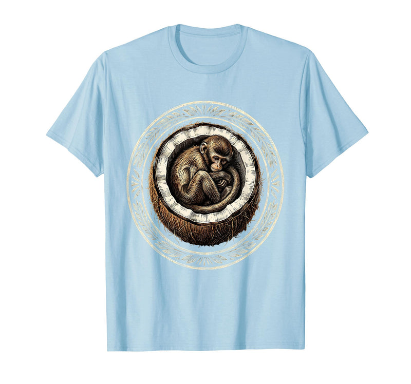 Mademark Cozy Monkey Curled in a Coconut Shell T-Shirt - Men - Baby Blue