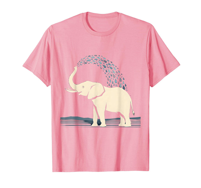 Mademark Elephant Spraying Water Raised Trunk Illustration T-Shirt - Men - Pink