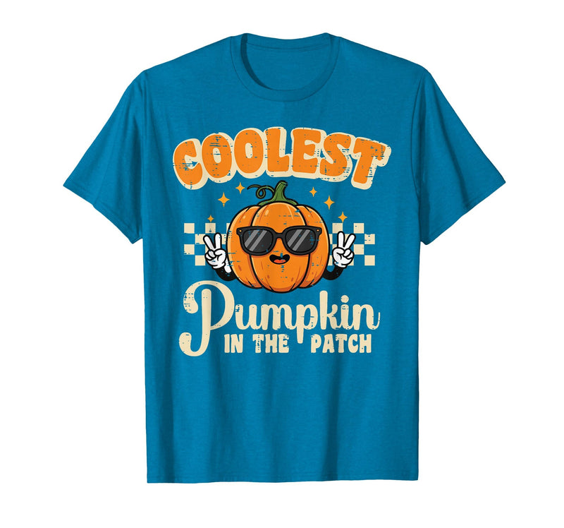 Halloween Shirts For Women Men Kids Boys Girls Halloween Coolest Pumpkin in Patch Costume Boys Kids Youth T-Shirt - Sapphire