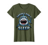 Mademark Sharks Don't Sleep Ocean Predator Design T-Shirt - Olive Green