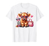 Highland Cow Land of NYC One Boujee Heifer Highland Cow Bougie Pink Tumbler Handbag T-Shirt - White
