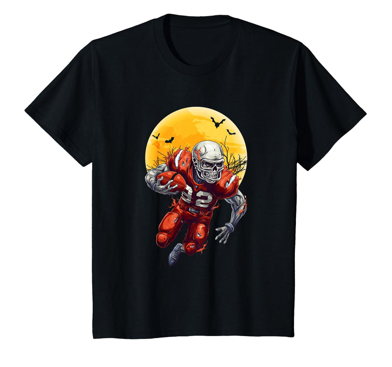 American Football Skeleton Halloween Shirt Football Fan T-Shirt - Black