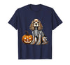Spooky Cocker Spaniel Skeleton Costumes Halloween Cocker Spaniel Skeleton Jack O Lantern Funny Dog Halloween T-Shirt - Navy