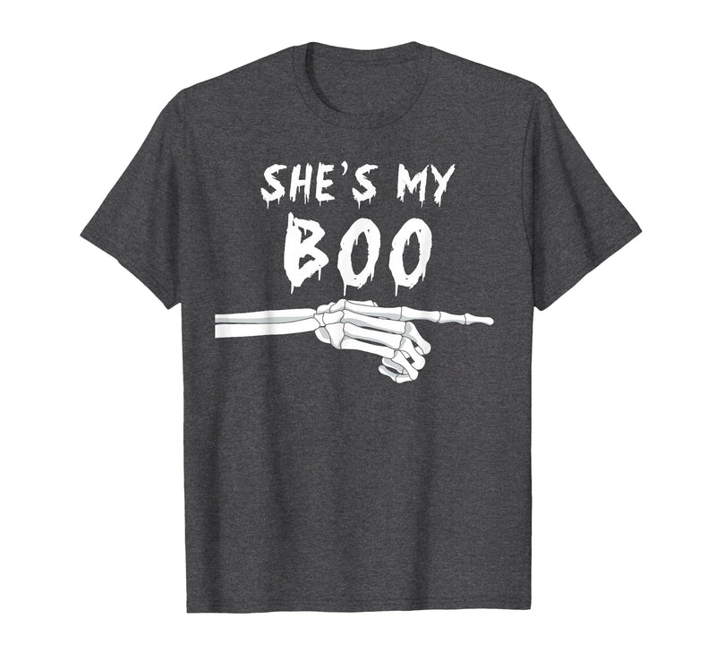 Miftees Matching Halloween Tees She's My Boo Matching Halloween Costume She's My Boo T-Shirt - Dark Heather Grey