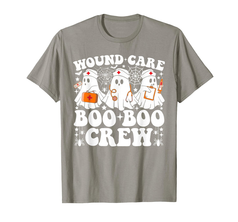 Wound Care Nurse Boo Boo Crew Halloween Wound Care Boo Boo Crew Nurse Funny Ghost Halloween Nurse T-Shirt - Slate Grey