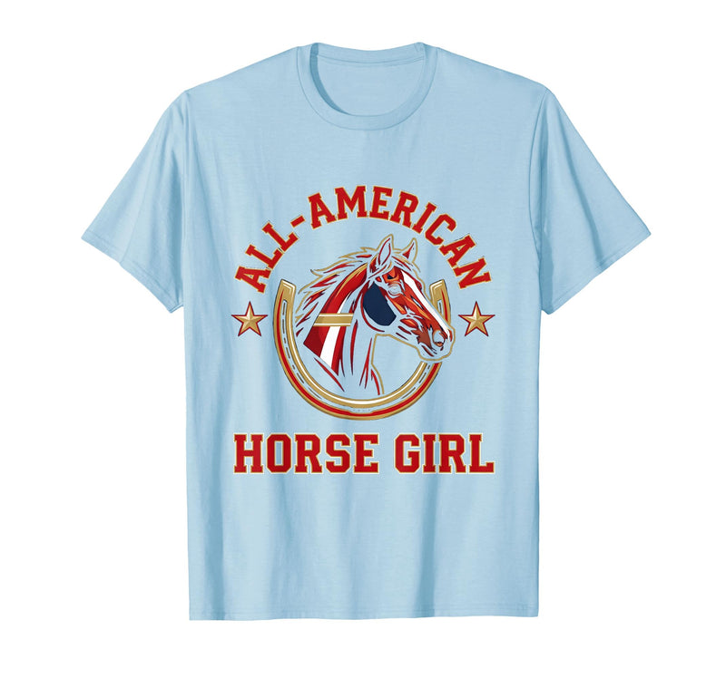 Mademark All-American Horse Girl Bold Varsity Horse Design T-Shirt - Men - Baby Blue